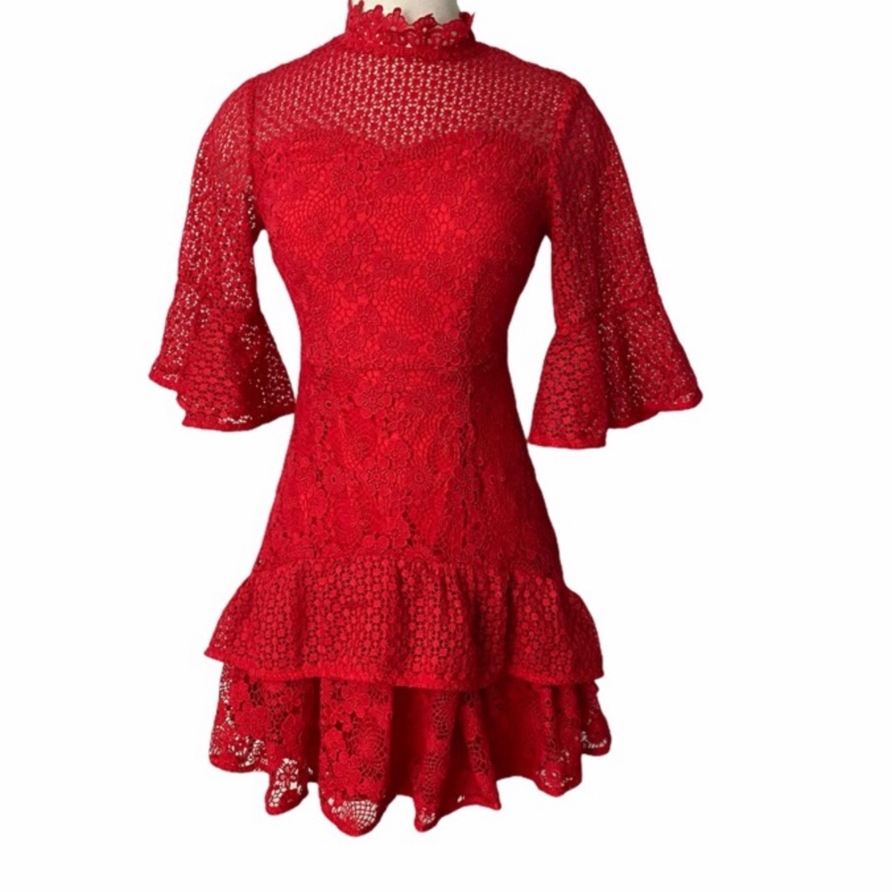 Lea & Viola red crochet mini dress sz- xs - Picture 2 of 5